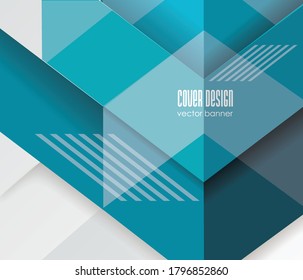 Abstract geometric background from transparent blue  layers, vector illustration.