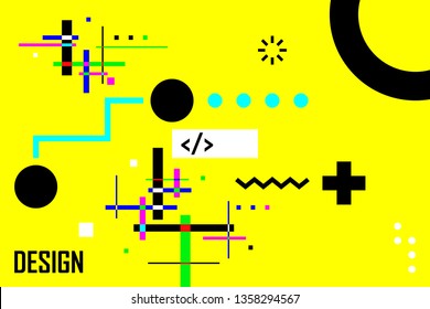 Abstract geometric background with trendy glitch art elements. Eps10 vector illustration - Vector