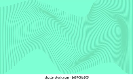 Abstract geometric background in trendy mint color waves. Horizontal illustration