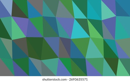 Abstract Geometric Background with Triangle Pattern in Green and Blue Shades