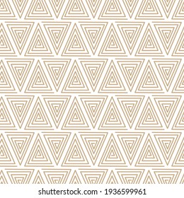 Resumen del fondo geométrico de los triángulos. Patrón ininterrumpido beige. Ornamento étnico.
