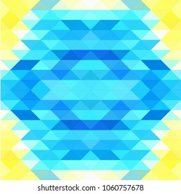 abstract geometric background of triangles of blue and yellow in mosaic style, vector illustration