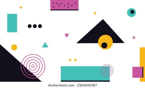 Abstract geometric background with triangles, circles, squares and lines. Vector illustration.