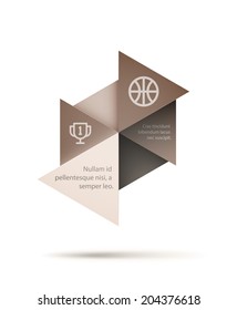 Abstract geometric background. Triangles with copyspaces forming a hexagon. EPS10 vector shapes.