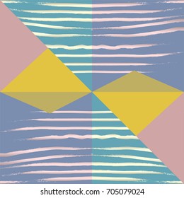 Abstract Geometric Background with triangles and freehand gold brush strokes. Pastel triangular collage. Creative Artistic Pattern. Universal Vector Backgrounds