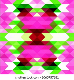abstract geometric background from triangles of pink and green in mosaic style, vector illustration
