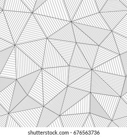 Abstract geometric background with triangles and thin lines. Seamless vector pattern. Modern mesh texture with parallel fibers. Light black and white design.