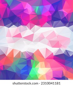 Abstract geometric background with triangles. Vector illustration. Pink, blue, purple colors.