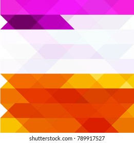 abstract geometric background from triangles of white, purple, orange in mosaic style, vector illustration