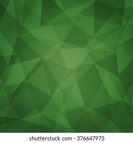 Abstract geometric background of triangular green polygons. Vector illustration.