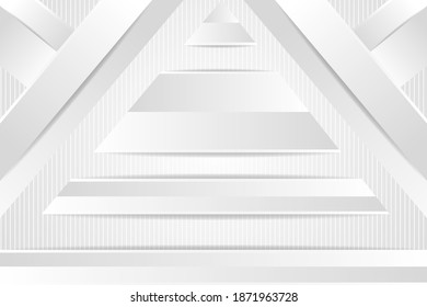 abstract geometric background use horizontal layout. white grey gradient colors. triangle pyramid and diagonal shape element. vertical line pattern.