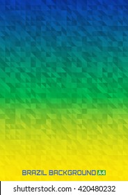 Abstract geometric background using Brazil flag colors, vector a4 format. Abstract vector template A4 print paper size design with  Brazil colored geometric shapes.  Brazil  web  Banner 2016