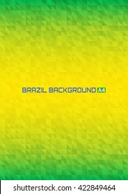 Abstract geometric background using Brazil flag colors, vector a4 format. Abstract vector template A4 print paper size design with Brazil colored geometric shapes. Brazil web Banner 2016