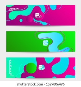 Abstract geometric background with vanishing waves. Modern template for social media banner. Contemporary material design with realistic shadow over flat gradient background