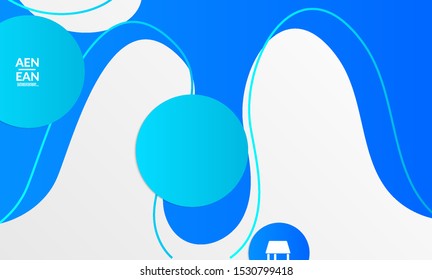 Abstract geometric background with vanishing waves. Modern template for social media banner. Contemporary material design with realistic shadow over flat gradient background