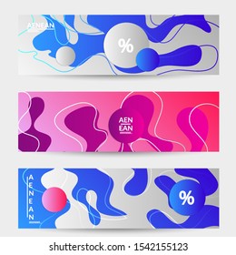 Abstract geometric background with vanishing waves. Modern template for social media banner. Contemporary material design with realistic shadow over flat gradient background