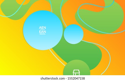 Abstract geometric background with vanishing waves. Modern template for social media banner. Contemporary material design with realistic shadow over flat gradient background
