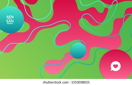 Abstract geometric background with vanishing waves. Modern template for social media banner. Contemporary material design with realistic shadow over flat gradient background