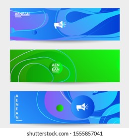 Abstract geometric background with vanishing waves. Modern template for social media banner. Contemporary material design with realistic shadow over flat gradient background