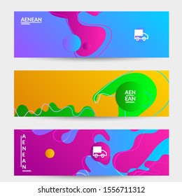 Abstract geometric background with vanishing waves. Modern template for social media banner. Contemporary material design with realistic shadow over flat gradient background