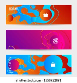 Abstract geometric background with vanishing waves. Modern template for social media banner. Contemporary material design with realistic shadow over flat gradient background