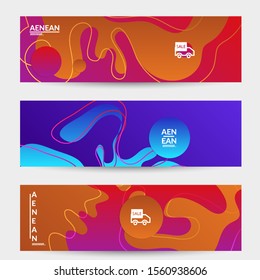 Abstract geometric background with vanishing waves. Modern template for social media banner. Contemporary material design with realistic shadow over flat gradient background