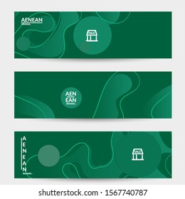 Abstract geometric background with vanishing waves. Modern template for social media banner. Contemporary material design with realistic shadow over flat gradient background