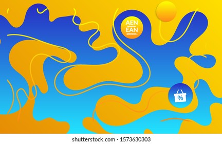 Abstract geometric background with vanishing waves. Modern template for social media banner. Contemporary material design with realistic shadow over flat gradient background