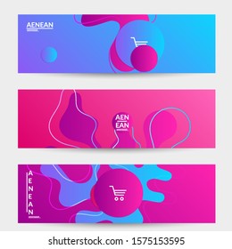 Abstract geometric background with vanishing waves. Modern template for social media banner. Contemporary material design with realistic shadow over flat gradient background