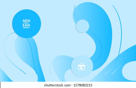 Abstract geometric background with vanishing waves. Modern template for social media banner. Contemporary material design with realistic shadow over flat gradient background