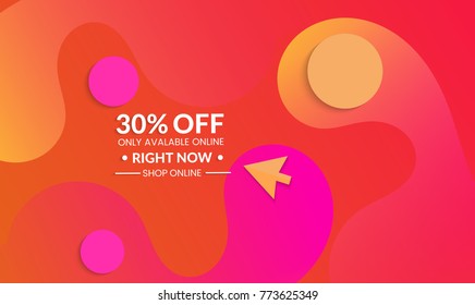 Abstract geometric background with vanishing waves. Modern template for social media banner. Contemporary material design with realistic shadow over flat gradient background.