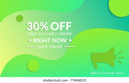 Abstract geometric background with vanishing waves. Modern template for social media banner. Contemporary material design with realistic shadow over flat gradient background.