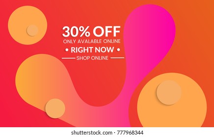 Abstract geometric background with vanishing waves. Modern template for social media banner. Contemporary material design with realistic shadow over flat gradient background.