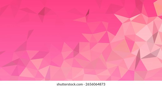 Abstract geometric background with various shades of pink and light red triangles, creating a low-poly texture.
