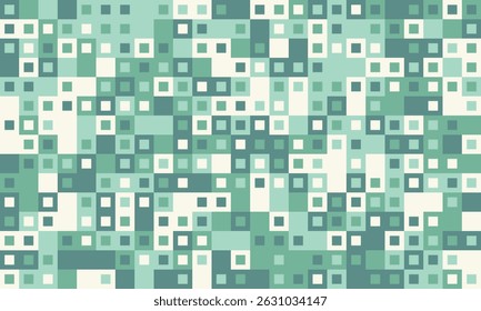 Fundo geométrico abstrato de quadrados esbranquiçados e negras de tamanhos variados.