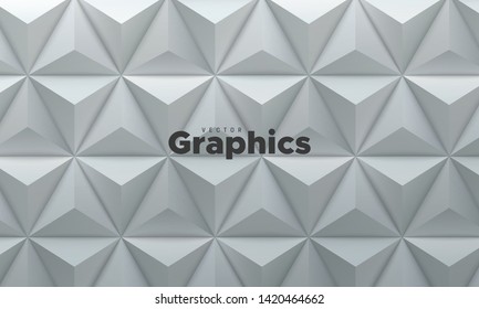 Abstract geometric background. Vector 3d illustration. Triangle or pyramid white shapes. Polygonal tiles backdrop. Minimal cover design. Futuristic element for design