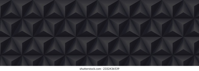 Abstrakter geometrischer Hintergrund. Vektorgrafik 3D. Dreieck- oder Pyramidenschwarze Formen. Polygonale Fliesen-Hintergrund. Minimale Deckengestaltung. Futuristisches Element für Design