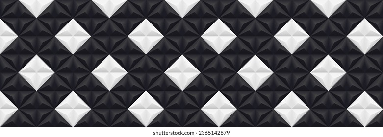 Abstract geometric background. Vector 3d illustration. Triangle or pyramid black and white shapes. Luxury cover design. Futuristic element for design