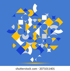 Abstract geometric background, vector design element in retro style of 70s, modern complex composition with colorful geometrical shapes, modular design.