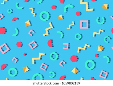 Abstract geometric background vector illustration. Cool colorful geometric seamless pattern on blue background for poster, flyer, placard and ad 