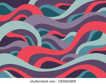 Fundo geométrico abstrato - ilustração vetorial. Padrão de ornamento de ondas suaves para capa de livro, brochura, cartaz, impressão, papel de parede. Design gráfico decorativo. Estilo retrô vintage.
