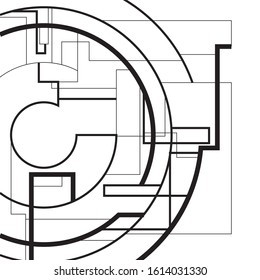 Abstract geometric background. Vector illustration with black lines on white.