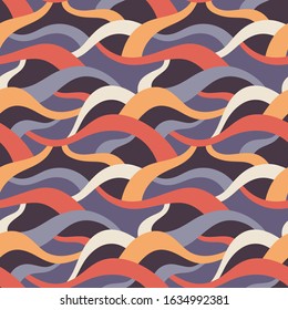 Abstract geometric background - vector illustration. Smooth waves ornament seamless pattern for book cover, brochure, poster, print, wallpaper. Decorative graphic design. Vintage retro style.