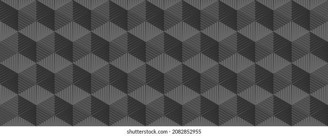Abstract geometric background, vector illustration. Hexagon lines pattern for banner or cover. Honeycomb cube shapes mosaic