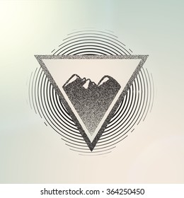 Abstract geometric background. Vector illustration engraving. mountains contour