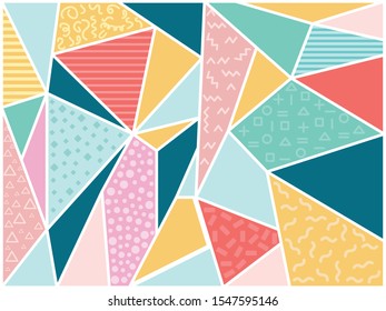 Abstract geometric background vector image, swatches memphis pattern