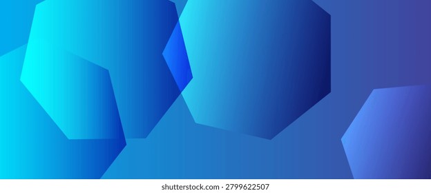 Abstract Geometric Background Vector Overlapping Transparent Heptagon Polygon Pattern Vibrant Cyan Blue Gradient Tech Banner Corporate Backdrop Layout