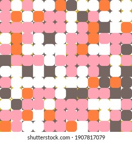 Abstract geometric background. Vector seamless pattern with simple geometric shapes in pastel colors. Retro scandinavian style.