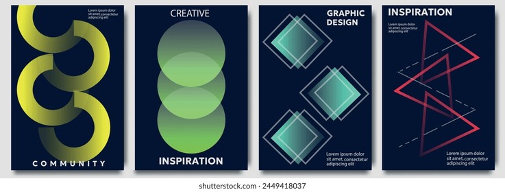 Conjunto de Vector de fondo geométrico Abstractas. Plantilla de cubierta de estilo minimalista con colección de Formas de prisma geométrico 3d de perspectiva vibrante. Diseño ideal para redes sociales, póster, portada, Anuncio, volante.