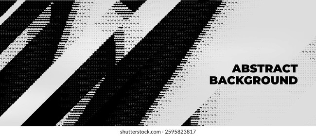 Abstract Geometric Background. Vector Sport Pattern Design. Grunge and Rough Design Element. Black and White Halftone Banner